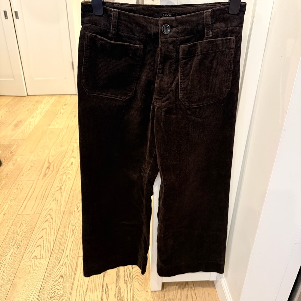 Quince Organic Stretch Corduroy Cropped Wide Leg Pants – Espresso – Size 6